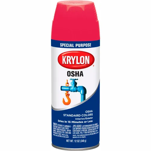 Krylon OSHA Aerosol Paint Safety Red, 12 oz. Aerosol Can - Pkg Qty 6