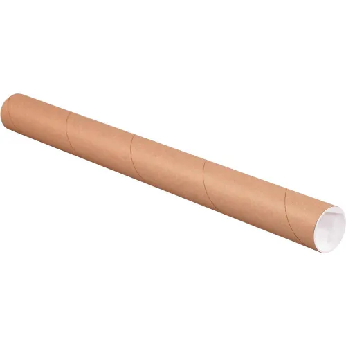 Mailing Tubes With Caps, 2" Dia. x 6"L, 0.06" Thick, Kraft, 50/Pack