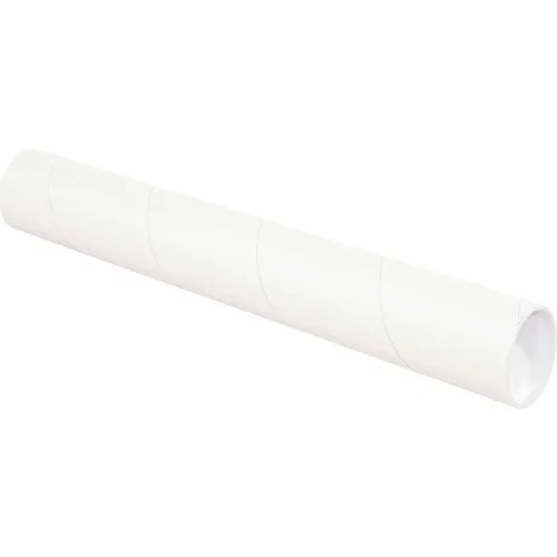 Mailing Tubes With Caps, 3" Dia. x 20"L, 0.07" Thick, White, 24/Pack