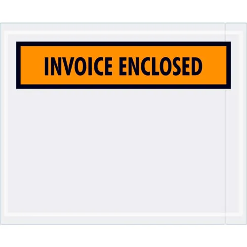Panel Face Envelopes, "Invoice Enclosed" Print, 5-1/2"L x 4-1/2"W, Orange, 1000/Pack
