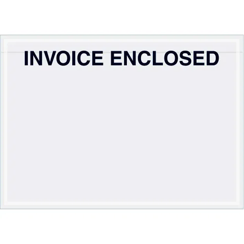 Panel Face Envelopes, "Invoice Enclosed" Print, 7"L x 5"W, Clear, 1000/Pack