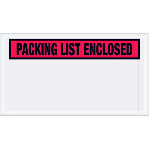 Panel Face Envelopes, "Packing List Enclosed" Print, 10"L x 5-1/2"W, Red, 1000/Pack