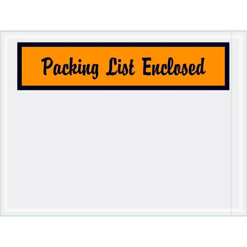 Panel Face Envelopes, "Packing List Enclosed" Print, 6"L x 4-1/2"W, Orange, 1000/Pack