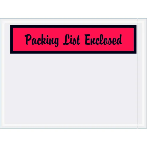 Panel Face Envelopes , "Packing List Enclosed" Print, Side Opening, 6"L x 4-1/2"W, Red, 1000/Pack