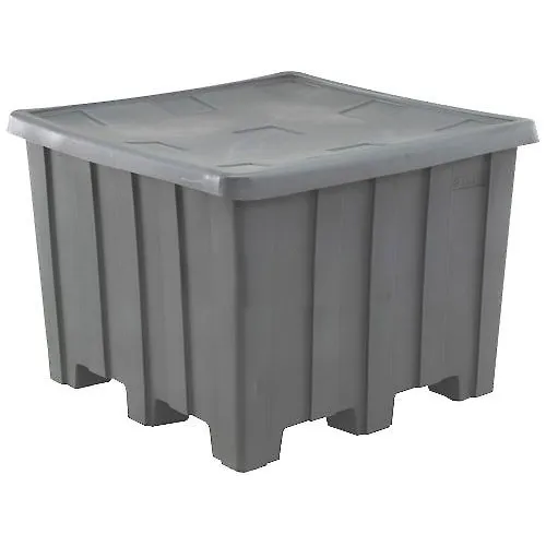RMI Gaylord Pallet Container w/ Lid, 50"L x 50"W x 36-1/2"H, 1200 lb. Capacity, Blue, Plastic