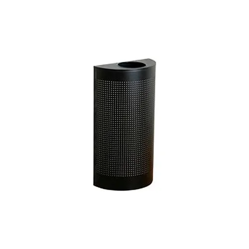 Rubbermaid® Silhouette Steel Half Round Trash Can W/Plastic Liner, 12 Gallon, Black