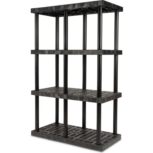 SPC Industrial™ DuraShelf™, 4 Shelf, Grid Top, 48"W x 24"D x 75"H, Black