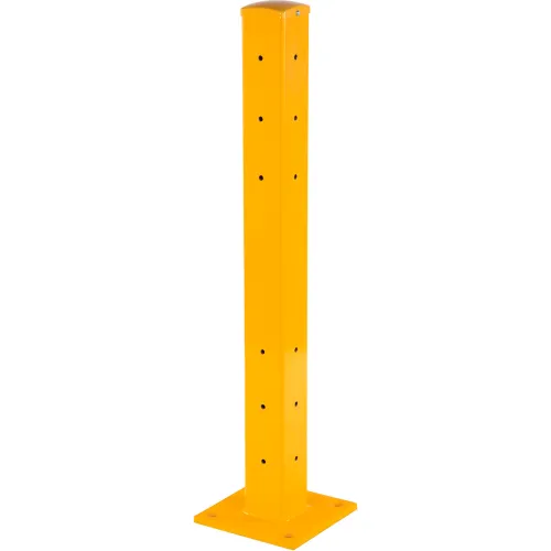 Steel Traffic Machinery Guard Rail Center/Corner Post, Drop-In-Style, 43-1/8"H, Yellow
