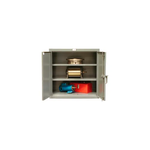 Stronghold Heavy Duty Counter Height Storage Cabinet, 12 Gauge, 48"W x 24"D x 42"H, Gray