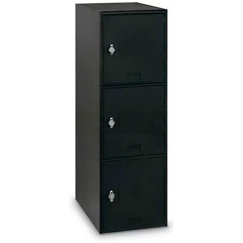 United Visual Products 3-Tier 3 Door Locker w/ Hasp Lock, 11-1/2"W x 18"D x 38"H, Silver, Assembled